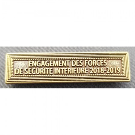 Agrafe Engagement des Forces de Sécurité Intérieure 2018-2019 pour Médaille Pendante