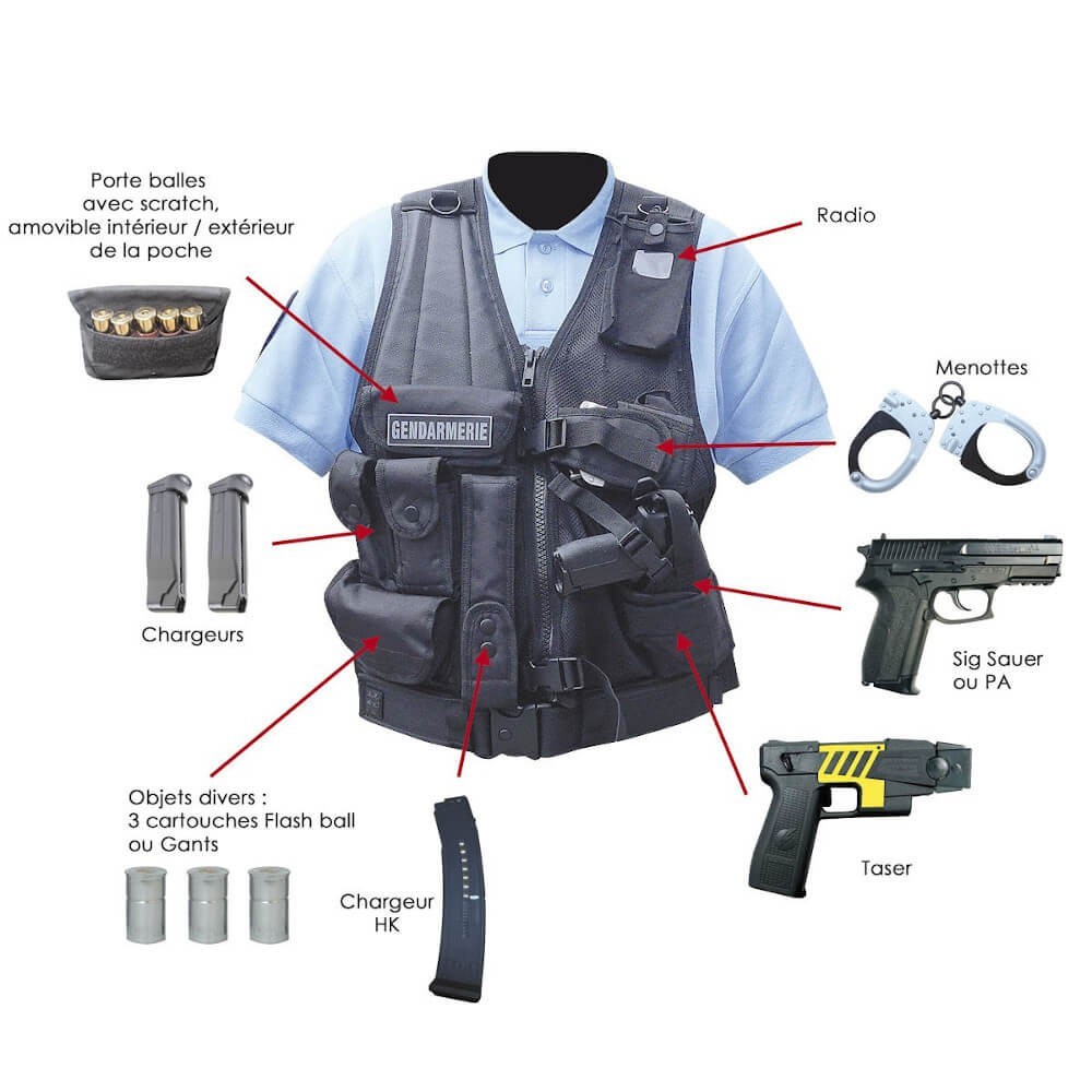 Gilet Tactique Forces d'Intervention - Holster Droitier - Patrol