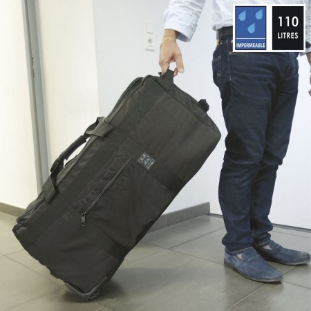 Sac à Dos Cargo à Roulettes 110L Noir - Haute Résistance