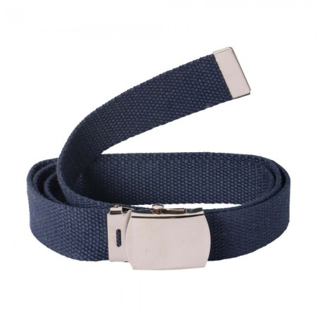 Ceinture Toile Unie - Taille Unique 130 cm - Cityguard - Bleu Marine Boucle Argent