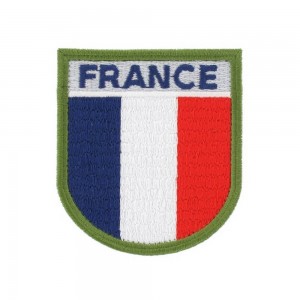 Écusson de Bras Soie Brodé France Tricolore Monté sur Velcro
