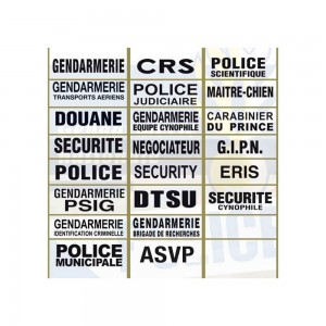 Flap Dos GENDARMERIE - 10 x 30 cm - Fond Noir Ecriture Grise