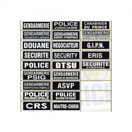 Flap Dos POLICE MUNICIPALE - 10 x 30 cm - Fond Noir Ecriture Grise